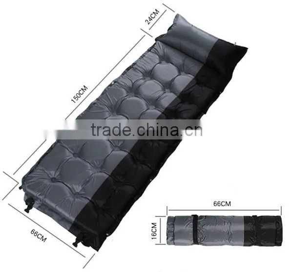 1 person polyster high density memory self inflatable camping mattress