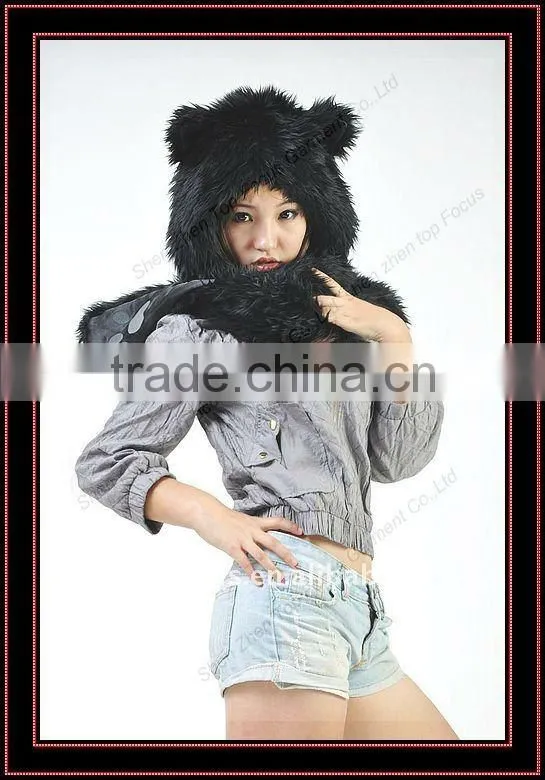2012 NEW FASHION ANIMAL TEEN HAT BLACK WOLF