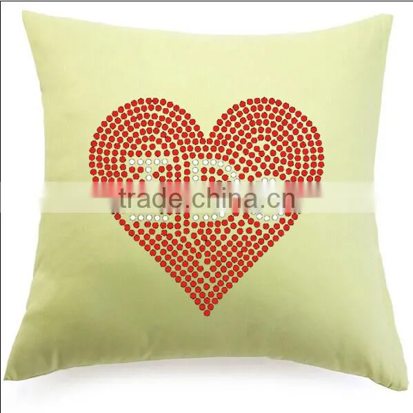 Hot Sell Fashion Cotton Plain Throw Pillow Case Custom Printing And Rhinestone Design Cushion Covers Decorative Car