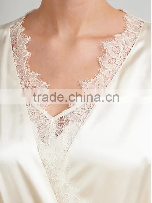 ALT18 Custom bridalwear, lace brides robe, luxurious robe with eyelash lace, silk robe