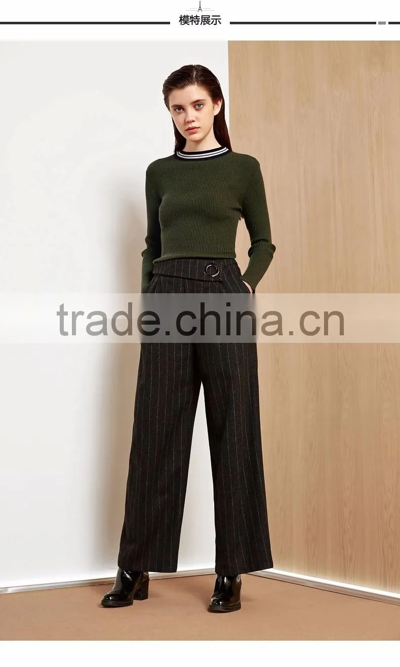 Green color women sweater 2017 fashion round-neck pullover sweater