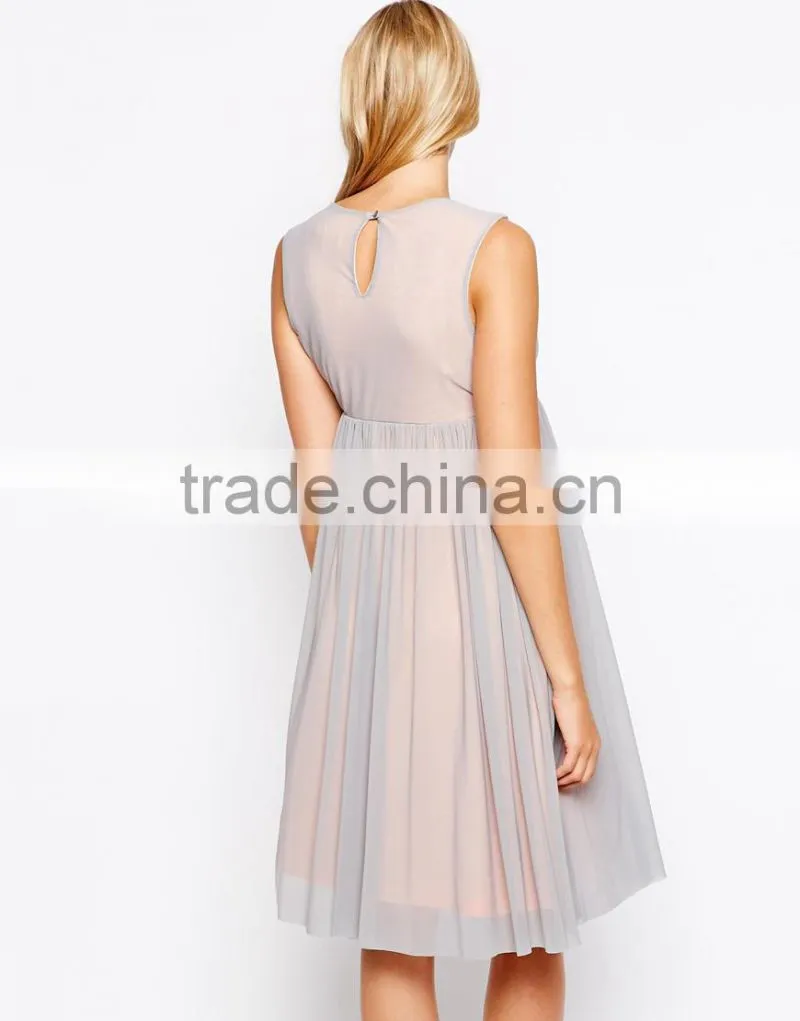 Maternity Exclusive Midi Skater Dress With Twist Front In Mesh With Contrast Lining