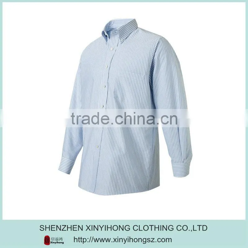 60% Cotton/40% polyester stripes fabric mens button up dress shirt custom