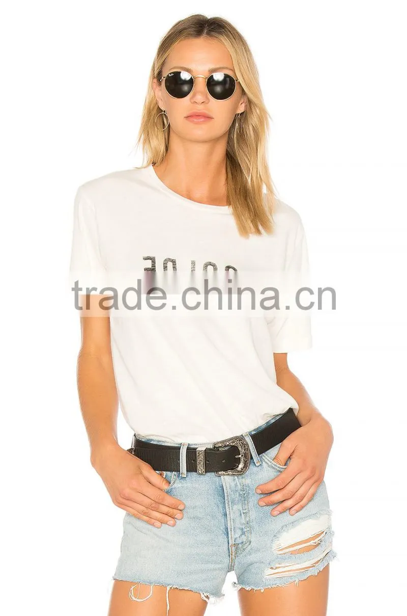 Guangzhou Best-Selling New Design Summer Casual 160g 100% Cotton Short Sleeve O-Neck Women's Custom T Shirt Printing