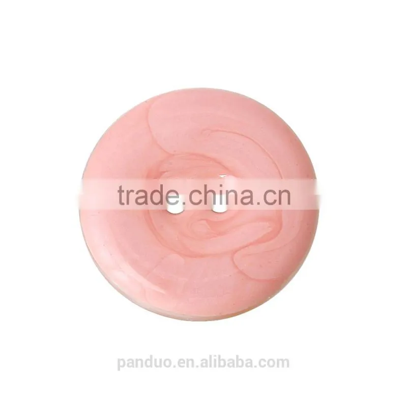 Round Handmade Enamel Pink Two Holes Shell Sewing Button