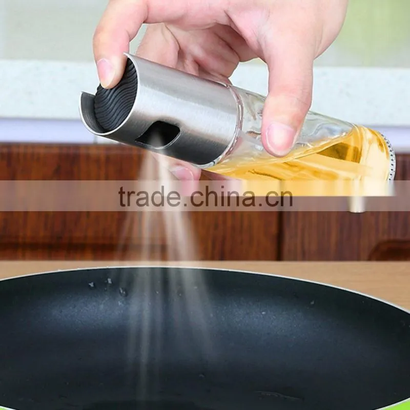 Hot sale 100ml oil bottle, stainless steel and glass olive oil mist spray bottle