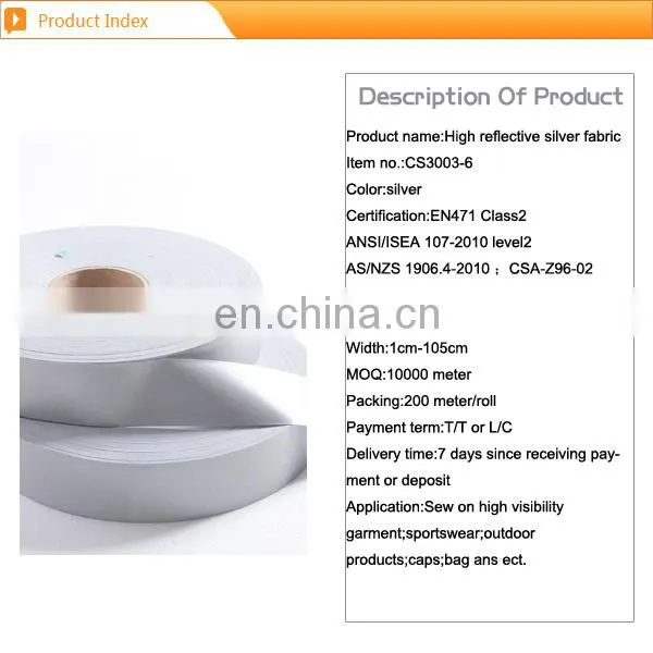 high light reflective fabric for clothing