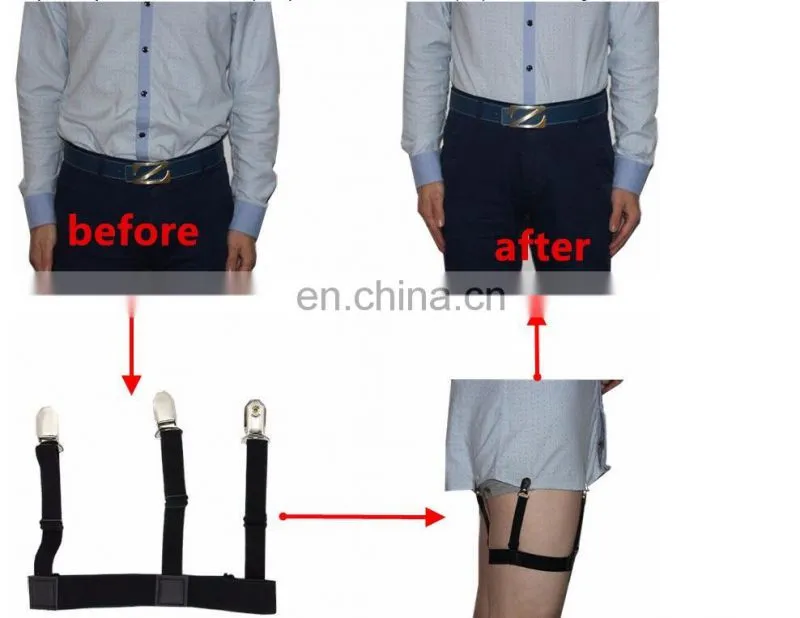 Hot sale fashion mens shirt stays holder garters with non-slip locking clamps