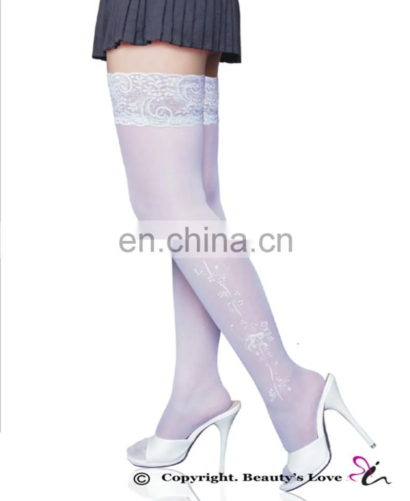 2 Sexy-lingerie Erogenous White Body Suit Flower Seduction Women Body Stocking BEAUTYSLOVE LACE TOP THIGH-HIGH STOCKINGS