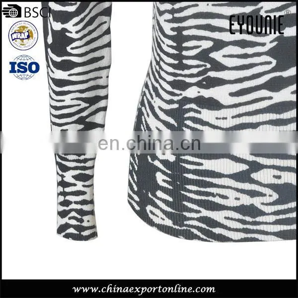 2017 Zebra Pattern Elastic Jacquard Deep V-neck Cardigan