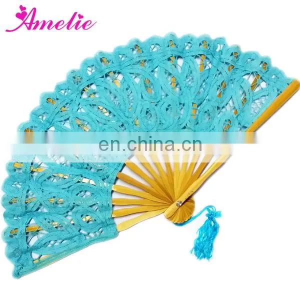 20cm Turquoise blue wedding craft bamboo fan