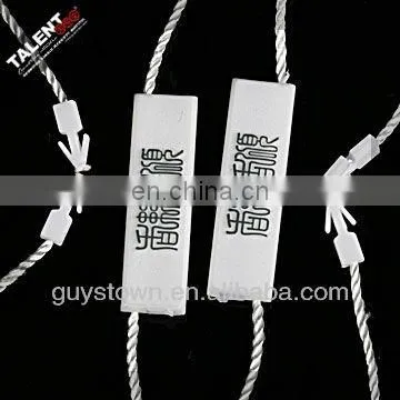 custom private brand name logo plastic seal tag for garment hang tag