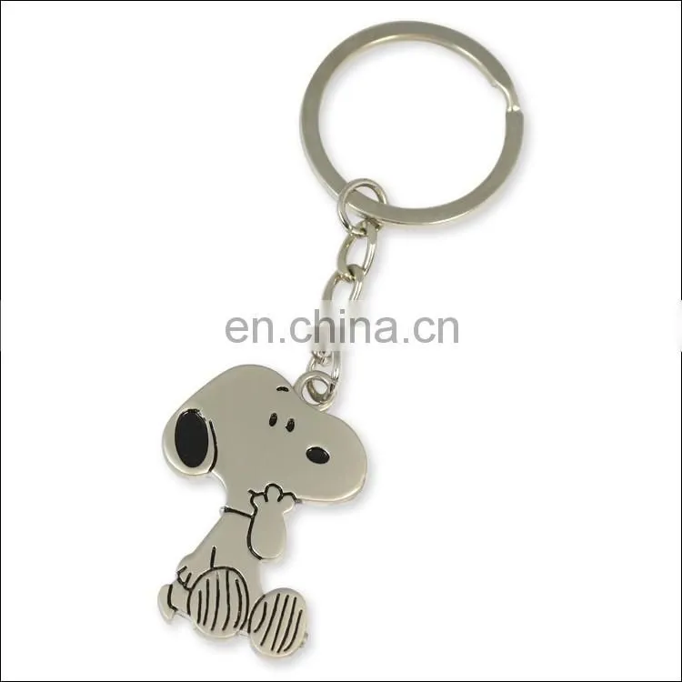 Custom metal metal keychain epoxy printed cartoon dog keyring wholesale