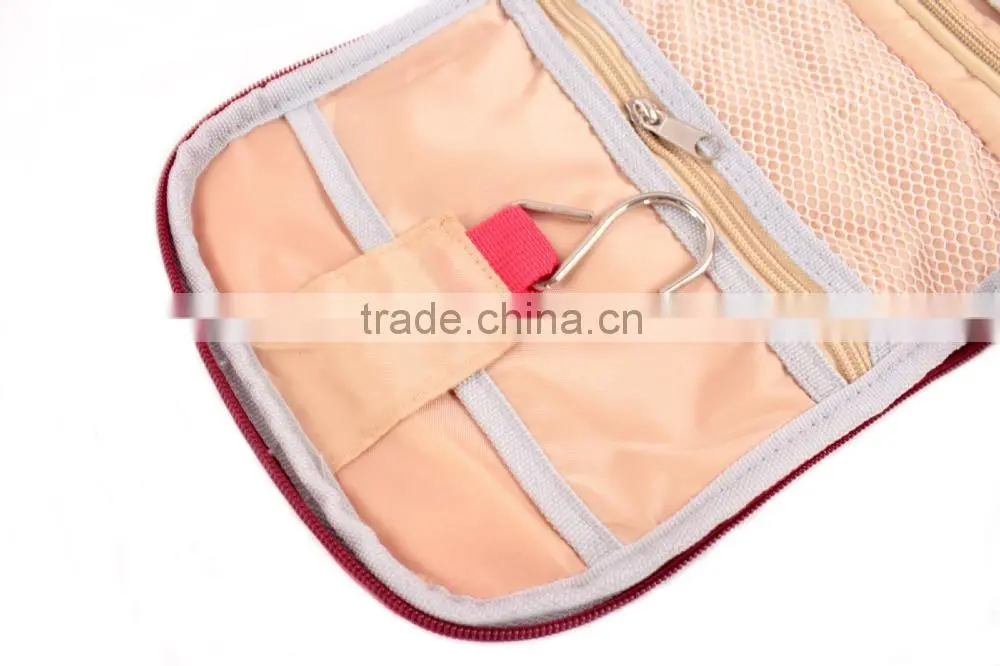 foldable polyester custom hanging toiletry washing bag