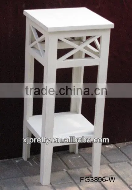 classical french style white carved wooden flower stand