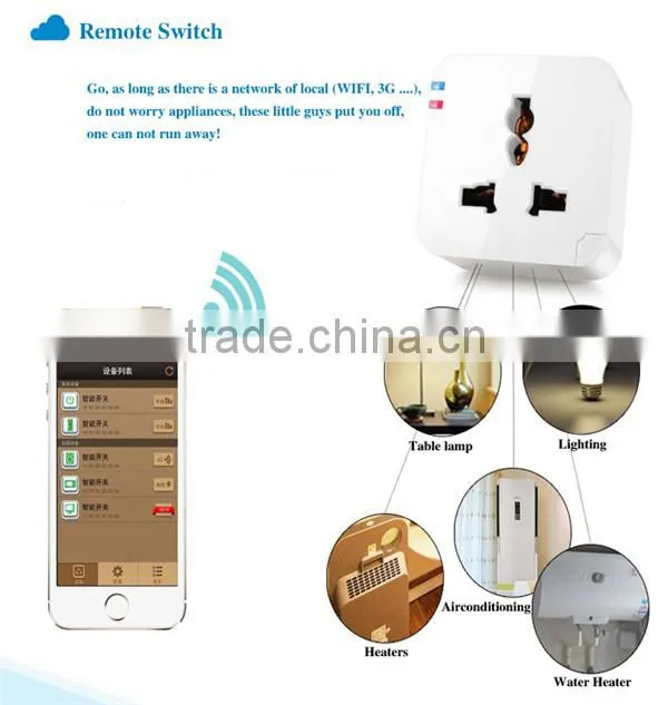 2200W Power Rating AC 90-256V Smart WIFI Socket with smart phone Android & IOS APP for Remote control Electricity Cut-off And Re