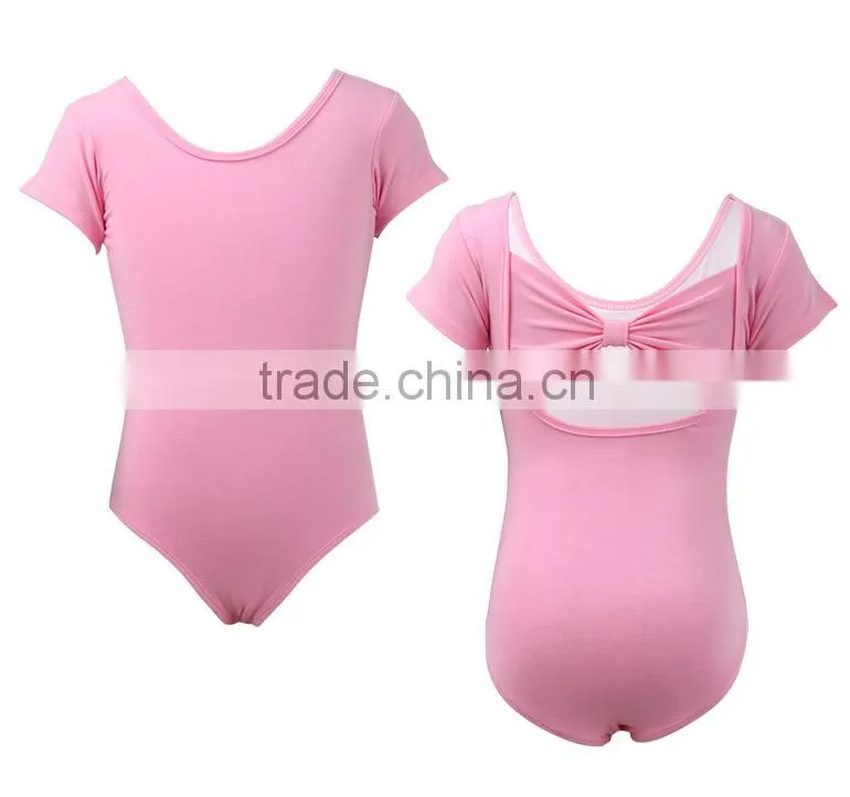 Bowknot Back Spandex Red Kids Ballet Leotards