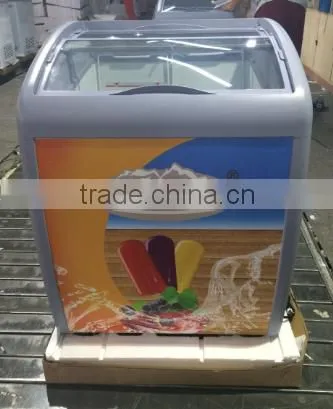 Commercial Curved Glass door Ice Cream Deep Freezer Display Chest Freezer