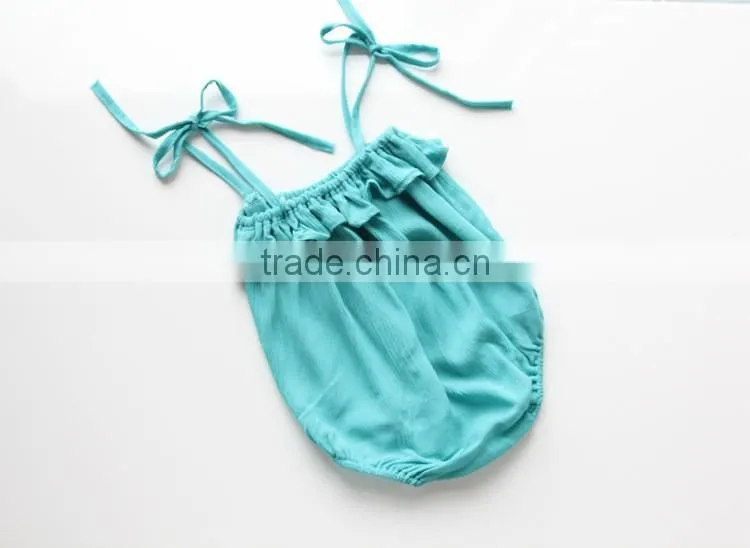 2016 Summer Baby Infant Children's Clothing Baby Girl Clothes Sling Pure Color Jmpsuit Ruffle Cotton Rompers