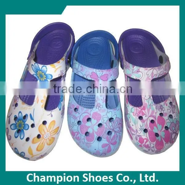Custom Water-tranfer Printing Ladies Clogs Shoes