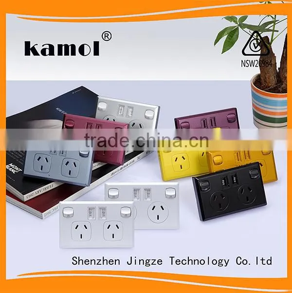 silver faceplate power point with double usb power socket for australian market