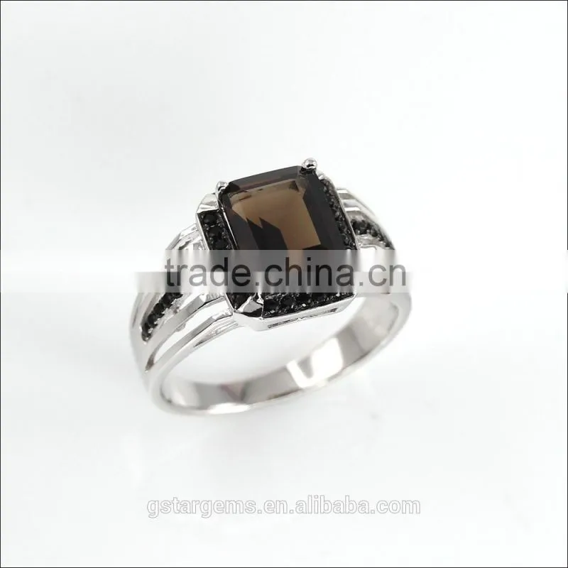 Unique design Mans silver button wholesale, button silver 925 with smoky quartz