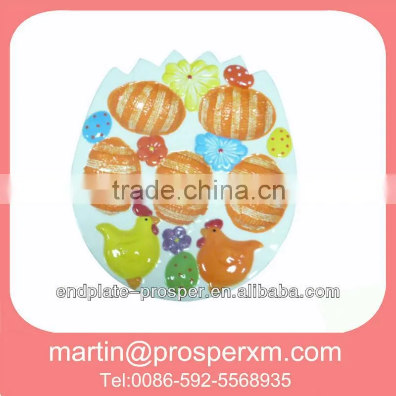 2013 new design easter ceramic egg shaped plates