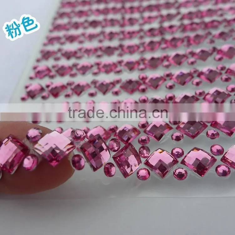 Small MOQ self-adhesive acrylic rhinestone sticker