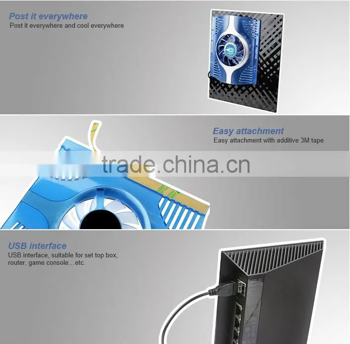 HDD wifi router set top box server gaming PC 3M tape USB fan portable air cooler