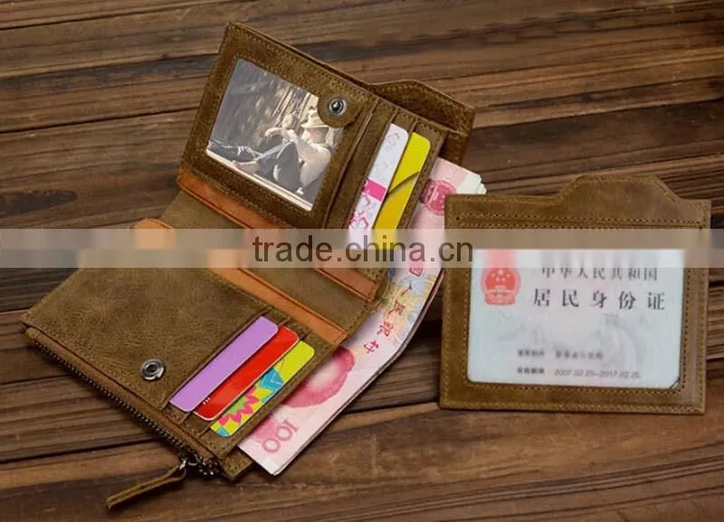 High quality customized logo travel rfid blocking wallet leather with button
