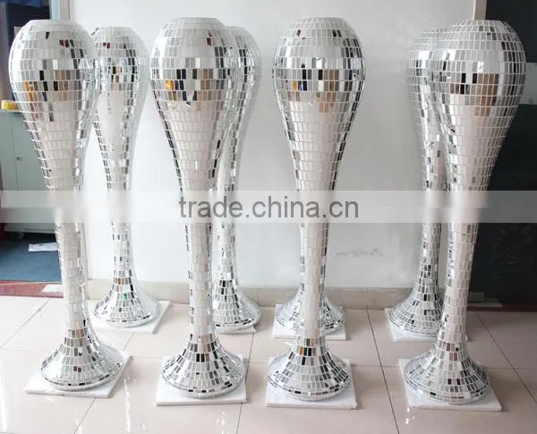 2014 wedding walk stands;Decorative resin wedding pillar for wedding;resin vase with mirror surface(S-108)
