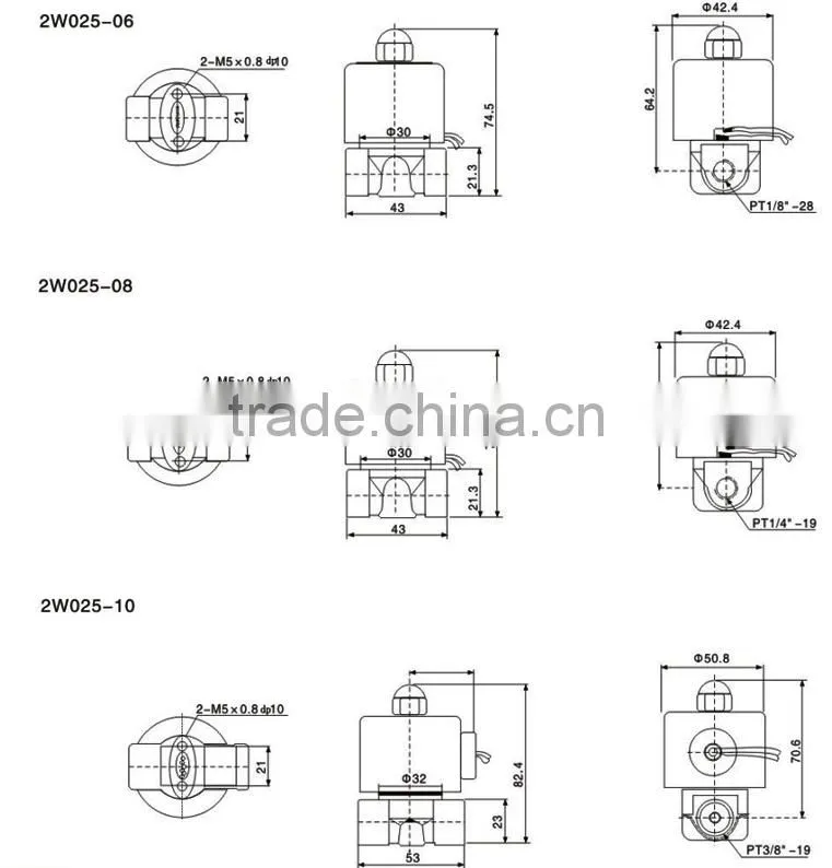 High Pressure Direct Action 2W Series Solenoid Valve(2/2 Way)DC24V