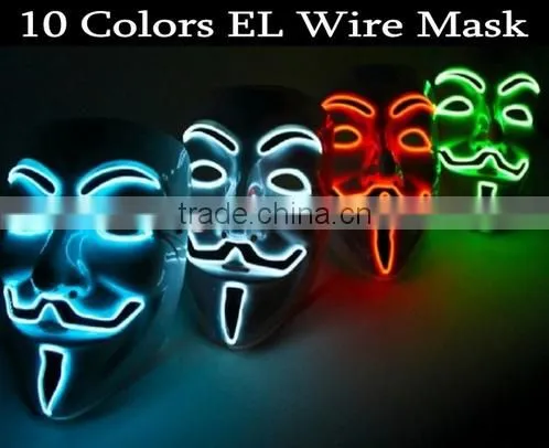 wholesale EL party led mask pvc led facial Halloween mask