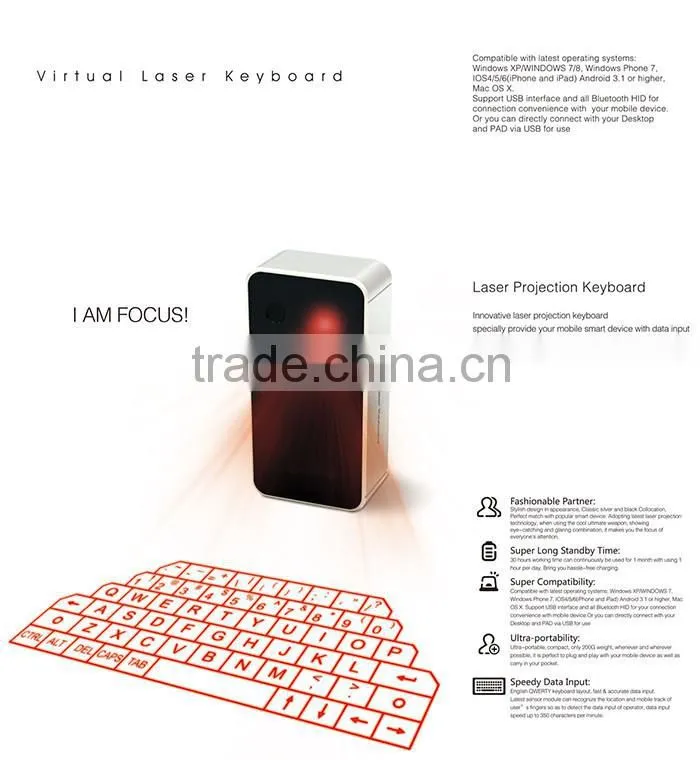 Portable Mini Wireless Bluetooth Virtual Laser Keyboard Para Jogos Teclado For Ipad/Iphone Computer Tablet Projection Keyboard