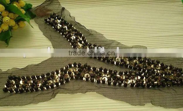 Handmade beaded appliques design of neck of suit