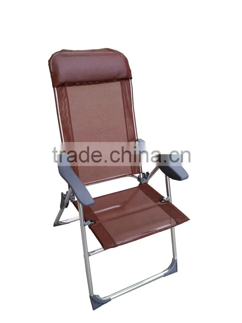5 adjustable positions folding aluminum beach chair with a pillow