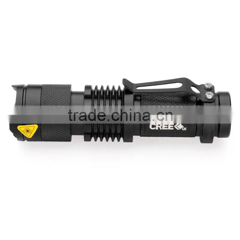 7W 300LM Mini Q5 LED Flashlight Torch Adjustable Focus Zoom Light Lamp