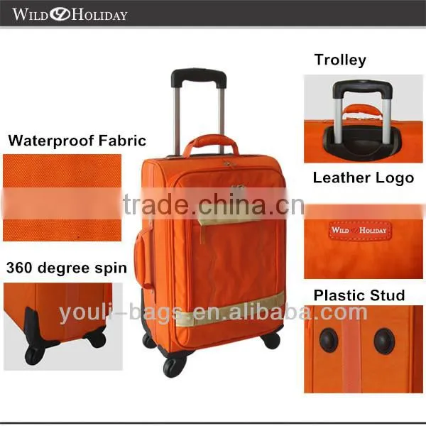 2014 New design waterproof fabric travel luggage