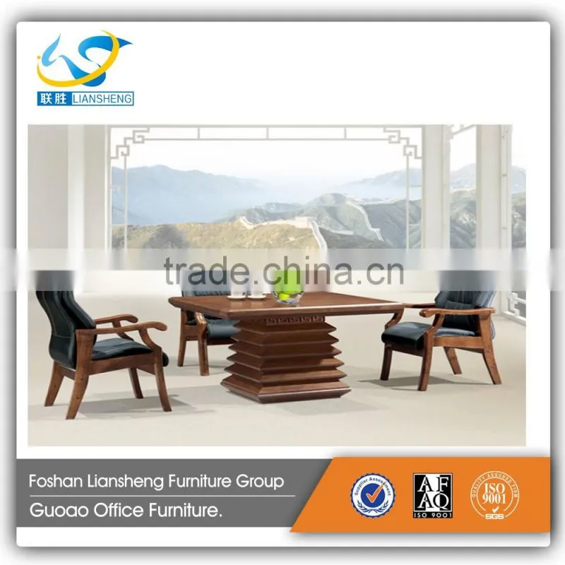Popular four seats small size square solid wood negotiation meeting table GAT8612A