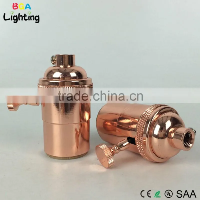 E26 Brass indoor pendant light socket with switch for suspension pendant light