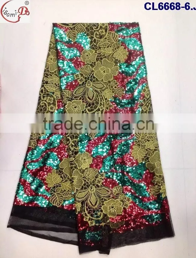 CL6668 New design good price sequins lace fabric, french lace for 5 yards