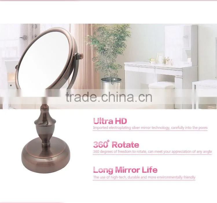 5X magnifying red bronze desktop free standing mirror