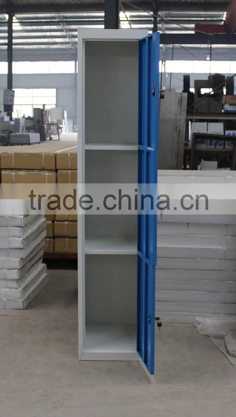 3 door school locker/clothes cabinet steel employee locker