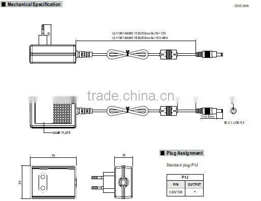 Meanwell 15~18W AC-DC Single Output Wall-mounted type dc switch power supply/switch power supply transformer