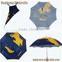 Red fold umbrella with white flower handle color match the fabric