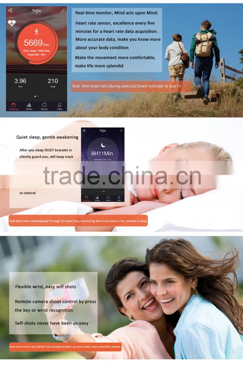 2016 Fashion Fitness Smart Band Health Bracelet Smart Watch Bluetooth 4.0 Wrist Pedometer