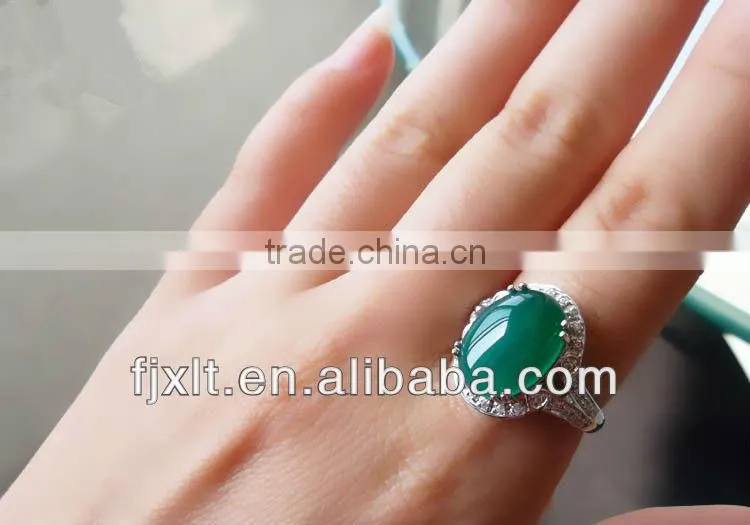 Genuine Chrysoprase 925 Sterling Silver Unique Gemstone Ring