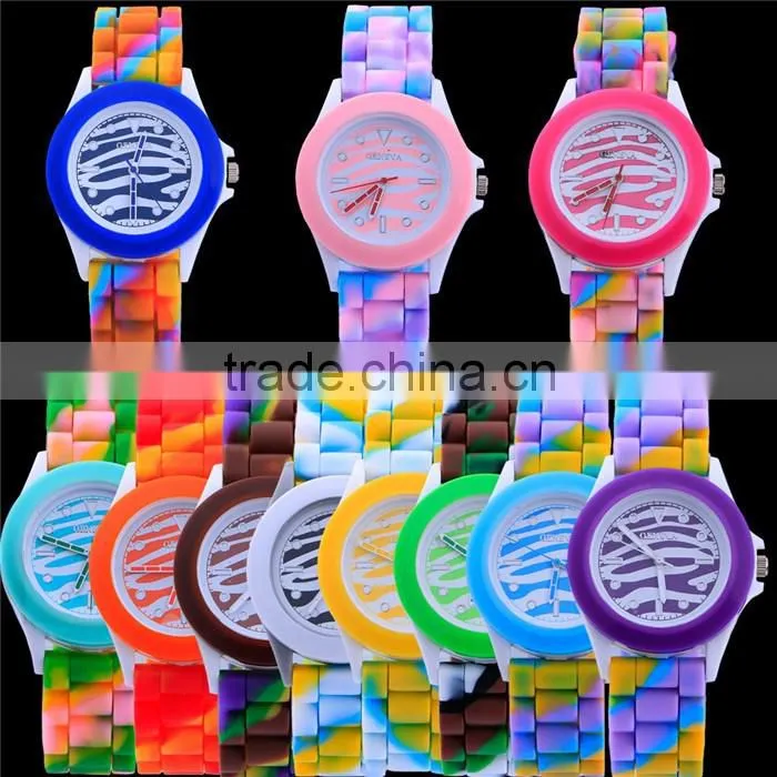 Wholesale watches 2016 camouflage zebra silicone watches rubber watch custom