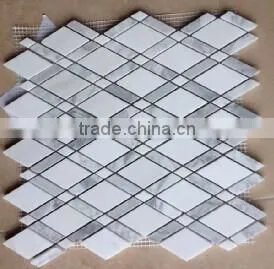 American Standard Good Quality Rhombus Shaped White Marble Mosaic Tiles