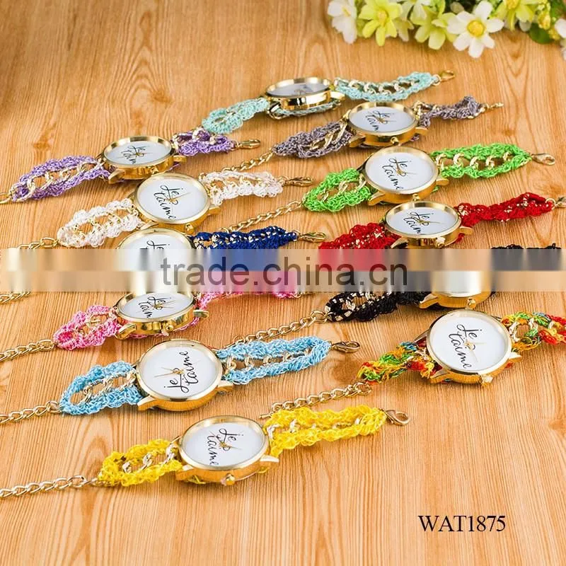 New Classic Geneva Ethnic Braided Analog Quartz Chain jetaime stainless steel watch